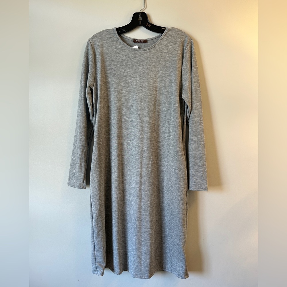 Bombom grey long sleeve pocket dress